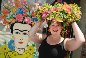 A bright, summery display inspired by Frida Kahlo with Angela Tickle from AM Flowers at  Haigh Woodland Park.