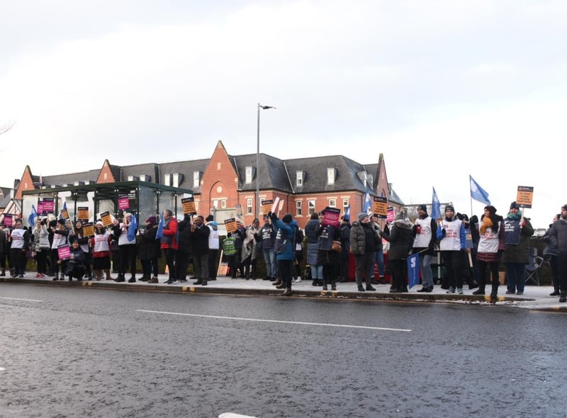 Nurses formed a picket line on Wigan Lane, outside Wigan Infirmary