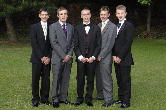 Pictured are LtR:Lewis Houghton, Michael Lawton, Joe Pym, Phil Vernon, Scott Moore -  Byrchall High School Leavers Ball at Haigh Hall 2010