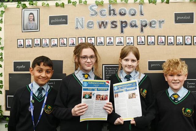 Some of the team members behind the award-winning school newspaper, Golborne's Latest.