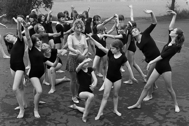 Music and movement with teacher Jackie Simpson at Pemberton Secondary Girls School in September 1971.