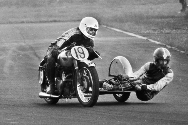 A couple of the more unusual combinations racing at the Three Sisters track, Bryn, in the 1970s.