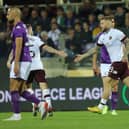 Stephen Humphrys celebrates netting for Hearts against Italian giants Fiorentina
