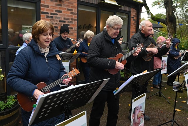 The Pie Eaters - Wigan Ukulele Club entertain the visitors.