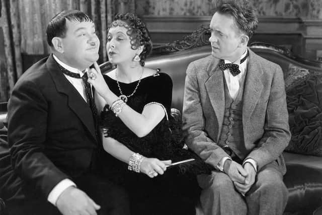 Laurel and Hardy often met their match on film with the formidable Mae Busch (pictured here in the short Oliver the Eighth)