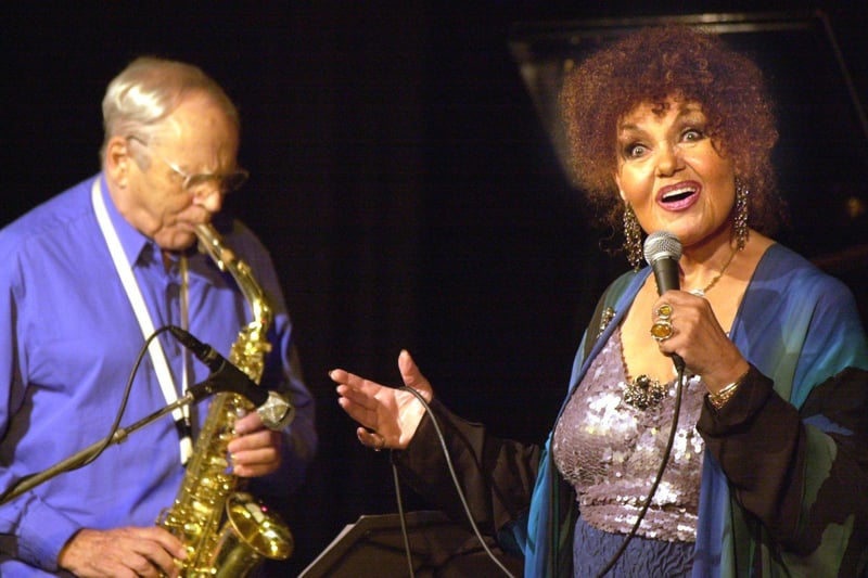 Jazz and pop singer and actress, Cleo Laine, and husband, composer and saxophanist, Johnny Dankworth, on stage at The Mill at the Pier for Wigan International Jazz Festival on Wednesday July 16 2003.