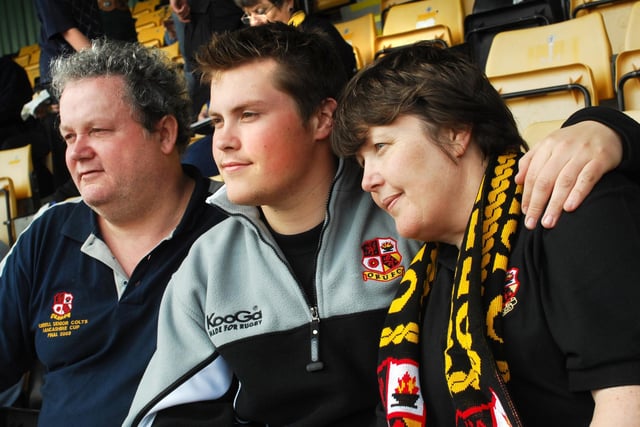 Orrell supporters Peter, Thomas and Gill Coon watch their team at Edge Hall Road for the last time. Peter also used to coach junior teams and Thomas played from being 9 and latterly for the first team.