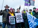 Ambulance workers on the picket line outside Chorley Ambulance Station. Photo: Kelvin Stuttard