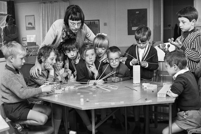 Pupils and teacher in the diagnostic and assembly unit at Pemberton Primary School in September 1971.