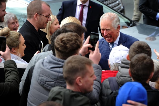 HRH Prince Charles visits the Wm Santus factory in Wigan, makers of the famous Uncle Joe's  Mintballs - Wednesday April 03, 2019.