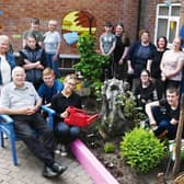 Staff, students and residents enjoying the outdoor space.