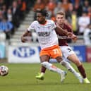 Niall Ennis in action for Blackpool this season