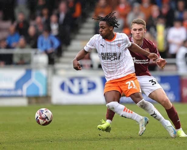 Niall Ennis in action for Blackpool this season