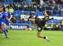 Miguel Azeez during his Latics debut at Cardiff