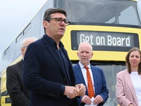 GM Mayor Andy Burnham at the Stagecoach Wigan depot in Ashton-in-Makerfield in August when there was a month to go until the launch of the Bee Network and franchised bus service for the city region