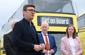 GM Mayor Andy Burnham at the Stagecoach Wigan depot in Ashton-in-Makerfield in August when there was a month to go until the launch of the Bee Network and franchised bus service for the city region