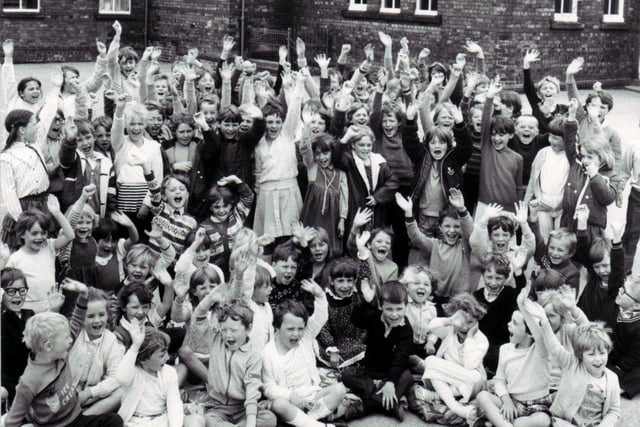Happy kids at St. John's CE Primary School, Pemberton, in 1984.