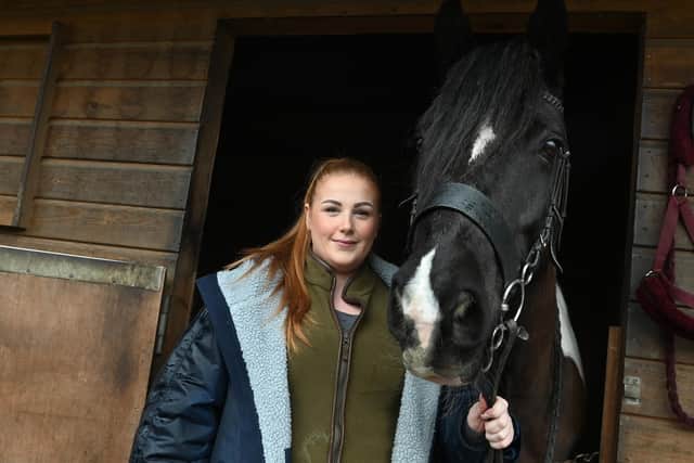 Shannon Taylor visiting her horse Splodge after the incident