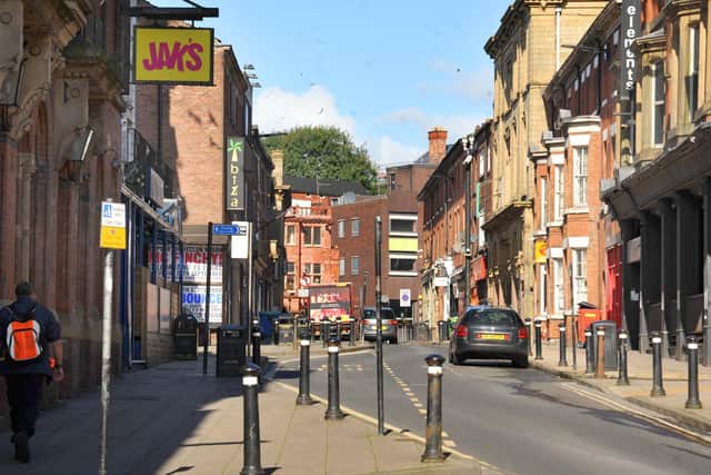 General view of King Street in Wigan during the daytime, a hotspot for clubs bars and nightlife.