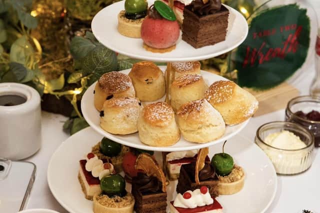 Mouth watering cakes and sandwiches served at the Christmas afternoon tea event. 