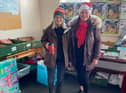 Volunteers with the hampers given last year.