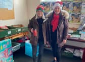 Volunteers with the hampers given last year.