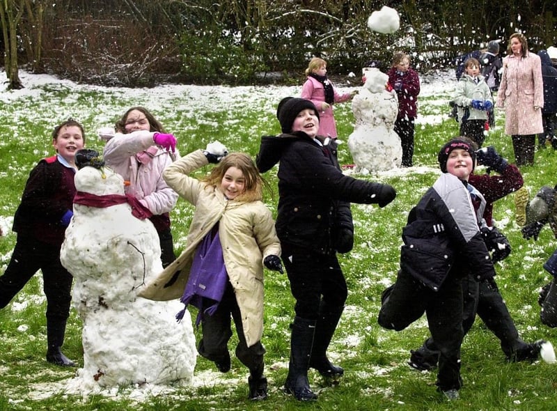 Kids have fun in the snow in 2005