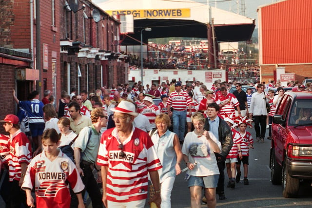 Supporters make the stroll down Hilton Street away from Central Park for the final time.