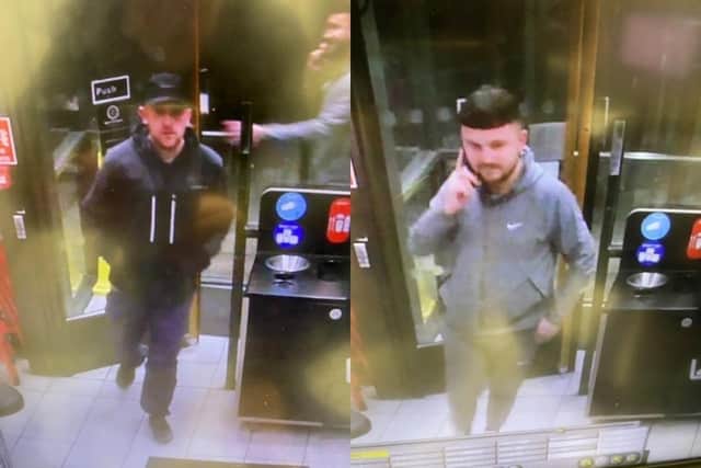 Pictures of two men police say might be able to help them with a fraud inquiry. Investigations have pointed towards the Ashton-in-Makerfield area