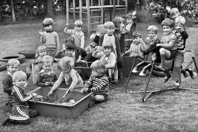 Playtime for nursery children at Beech Hill Primary School in June 1977.