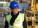 The Mayor of Greater Manchester Andy Burnham attends an event to mark the progress of the new school building at Fred Longworth High School, Tyldesley.