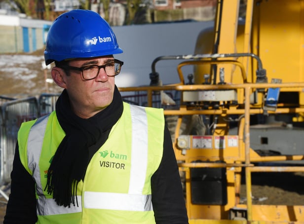 The Mayor of Greater Manchester Andy Burnham attends an event to mark the progress of the new school building at Fred Longworth High School, Tyldesley.