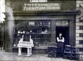 The Thomas Pennington Furniture Broker premises in Millgate at the turn of the 20th century.