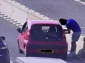 The motorist adjusting his wing mirror