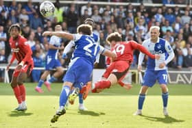 Callum Lang tries desperately to get Latics back into the game at Bristol Rovers