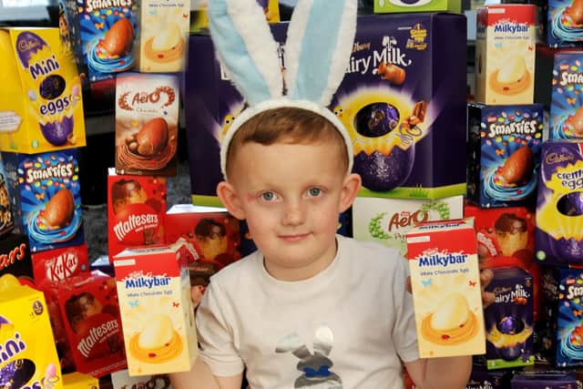 Archie with some of the Easter eggs he collected in 2019