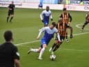 Callum Lang tries to get in behind the Hull defence