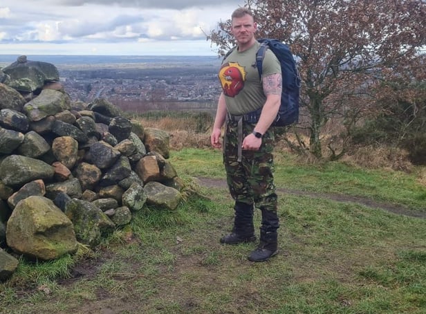 Mark's 70-mile yomp is in aid of the Armed Forces Community HQ in Wigan.