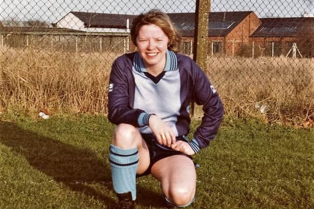 Gail Newsham playing for Preston Rangers in the early '80s