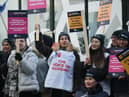 Nurses on the picket line outside Wigan Infirmary last month