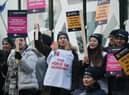 Nurses on the picket line outside Wigan Infirmary last month