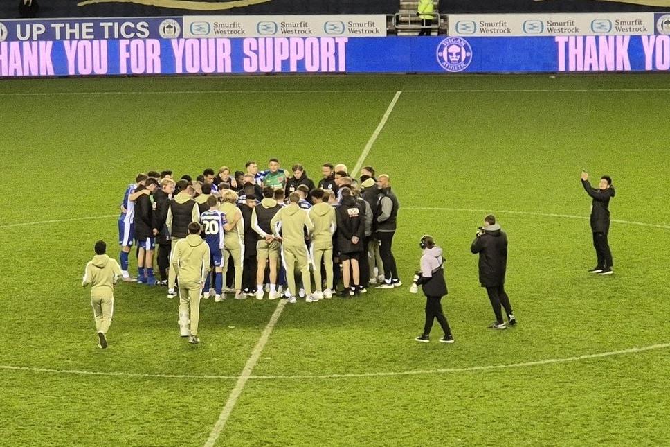 Ryan Lowe explains on-field huddle following Wigan Athletic's scare against Hemel Hempstead