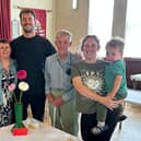 Alan Webster, 92, entered his dahlias and won a prize. His red dahlia was named after his wife JS Dorothy Rose and the white one is Skelmersdale Jane, as Skelmersdale is where he grew up. Mr Webster was supported by three generations of his family