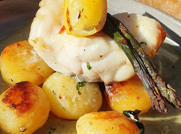 Roasted monkfish, toasted shallot, British asparagus and lemon butter
