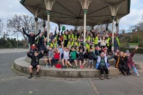 Volunteers and participants at the test event for Mesnes Park junior parkrun