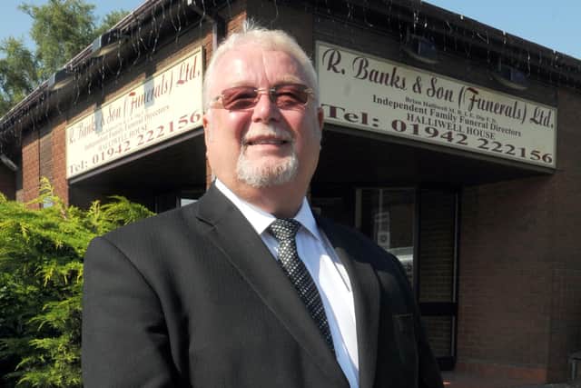Brian Halliwell outside R Banks and Son's Pemberton funeral home