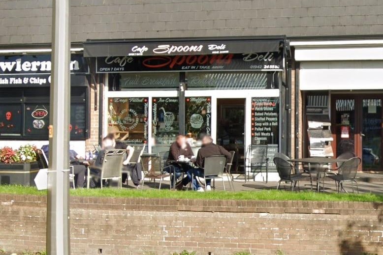 Cafe Spoons Deli on Woodhouse Drive, Wigan, has a rating of 4.8 out of 5 from 44 Google reviews