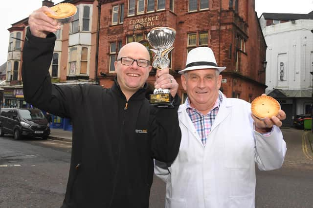 Barry Rigby (left) celebrated his latest success with the Piemaster Tony Callaghan (right)