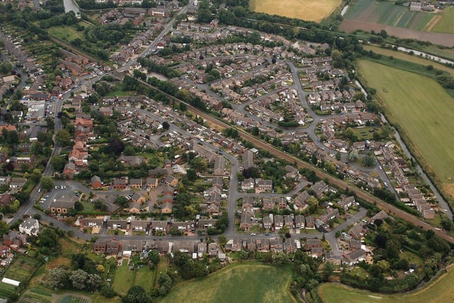Parbold Village bisected by the railway line.