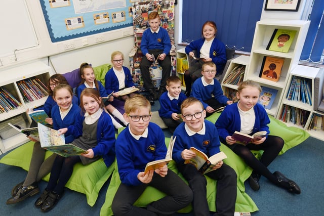 Pupils enjoy their  new library, which was funded by a sponsored readathon.